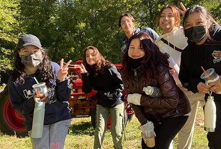 Students posing for photo outdoors