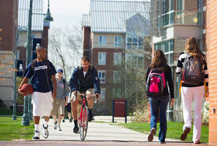 students walking on campus