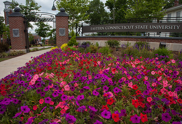 Students walking through campus